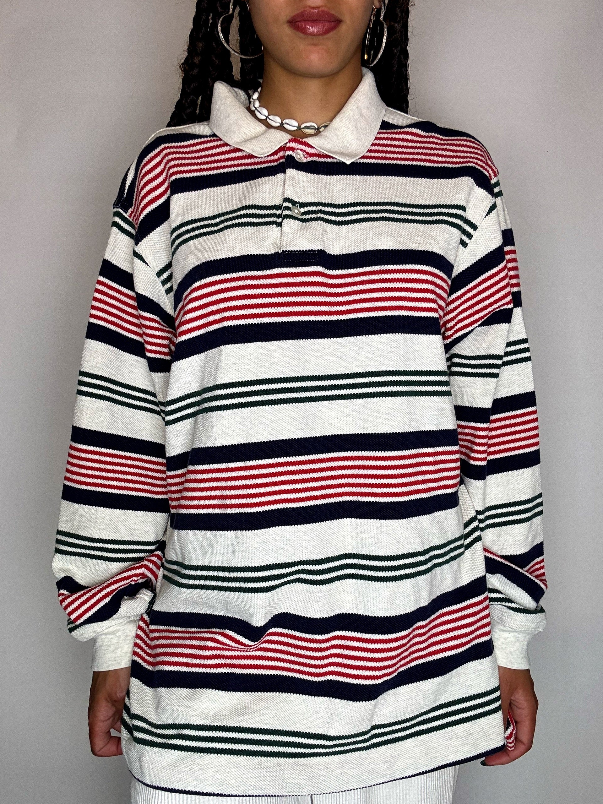 Polo manches longues rayé XL vintage