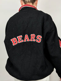 XXL vintage black bi-material bomber jacket
