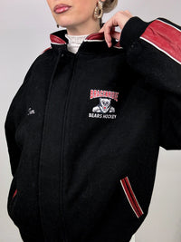 XXL vintage black bi-material bomber jacket