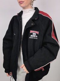 XXL vintage black bi-material bomber jacket
