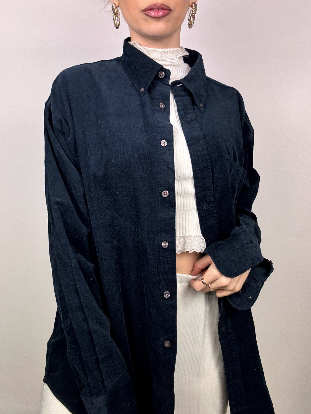 Vintage XL Marine Cordhemd