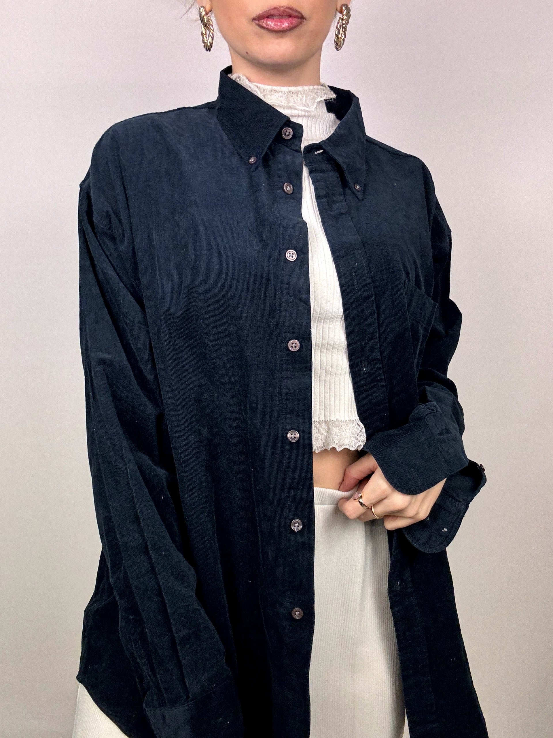 Vintage XL Navy Corduroy Shirt