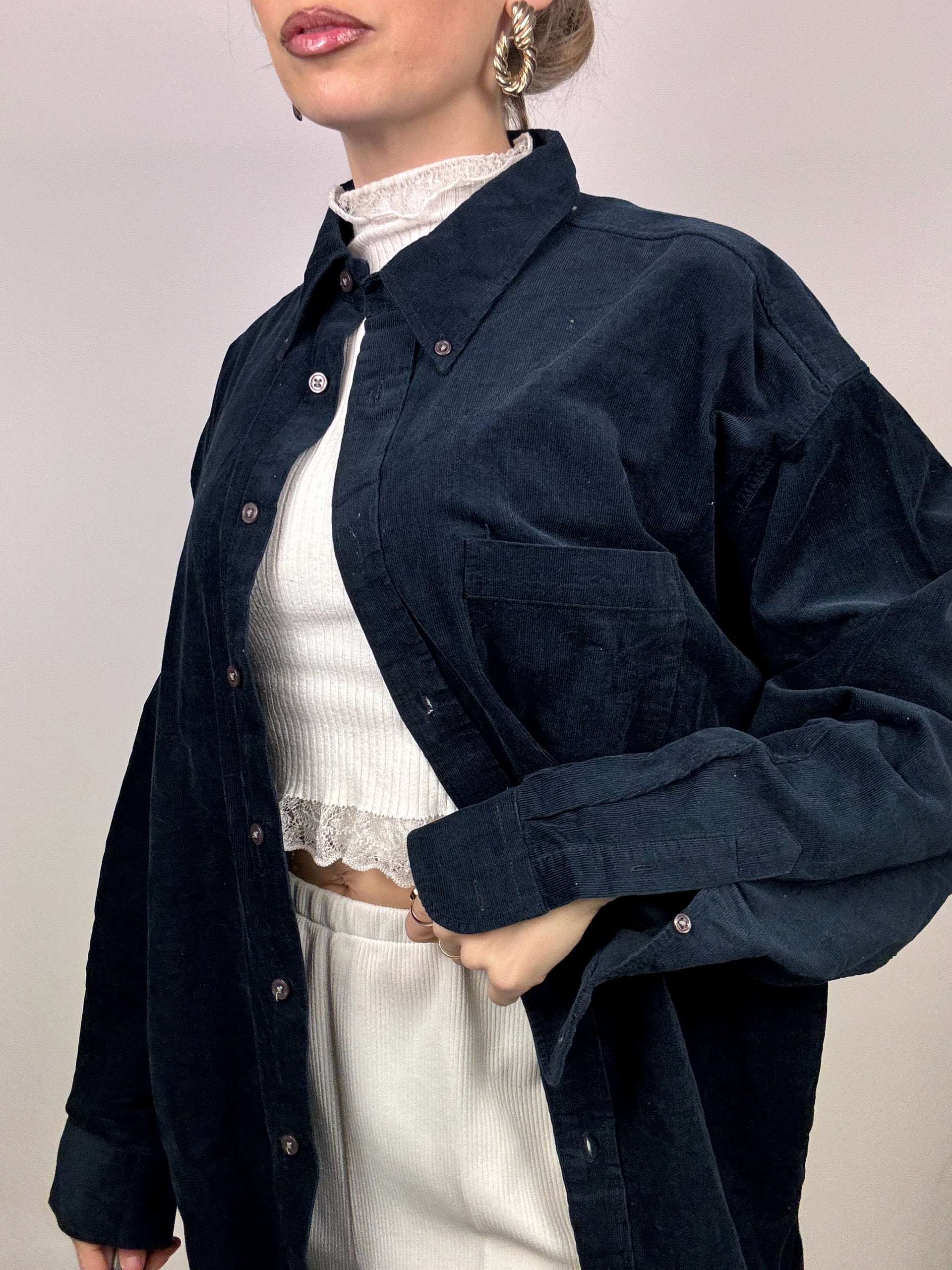 Vintage XL Marine Cordhemd