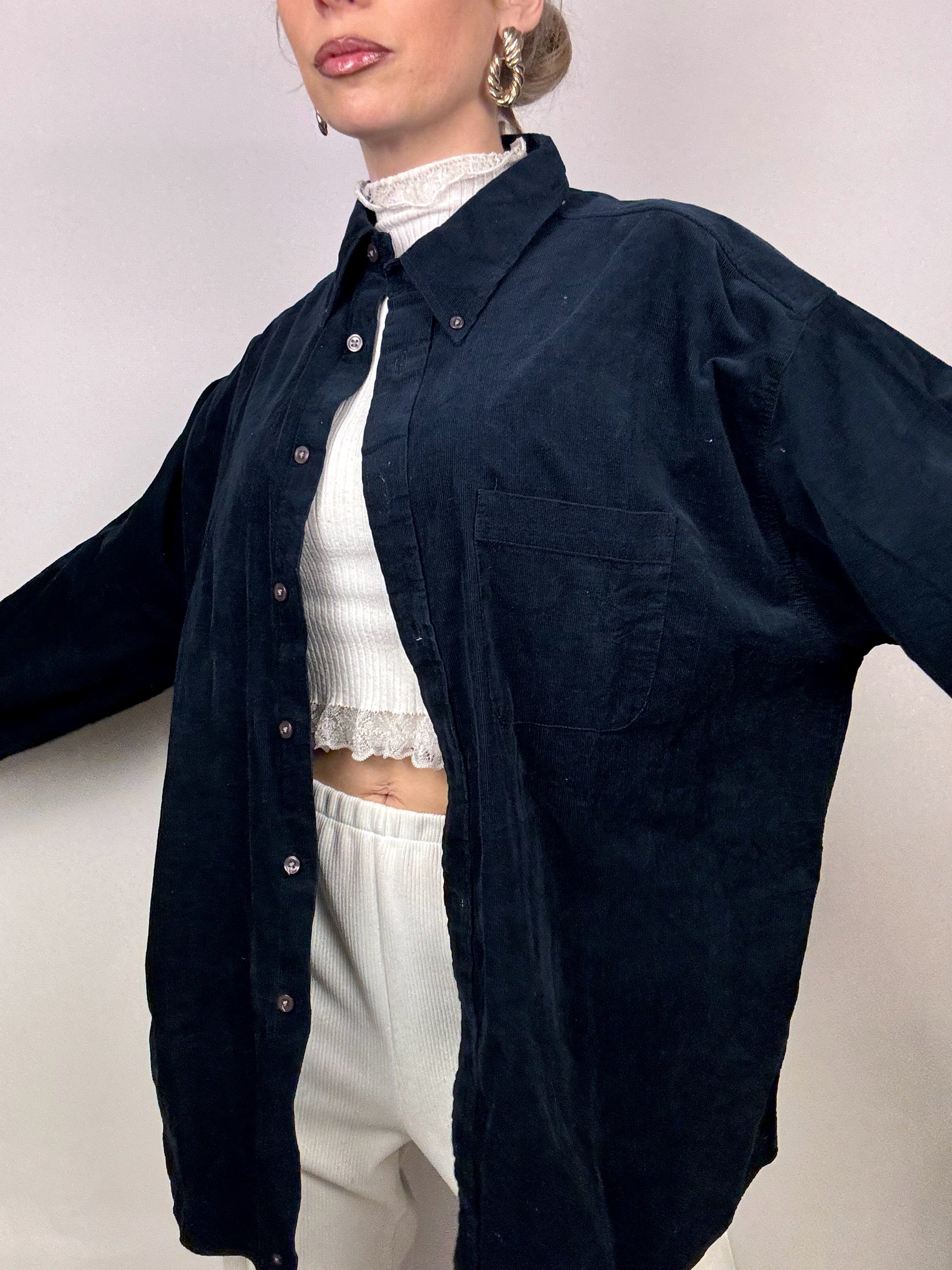 Vintage XL Marine Cordhemd