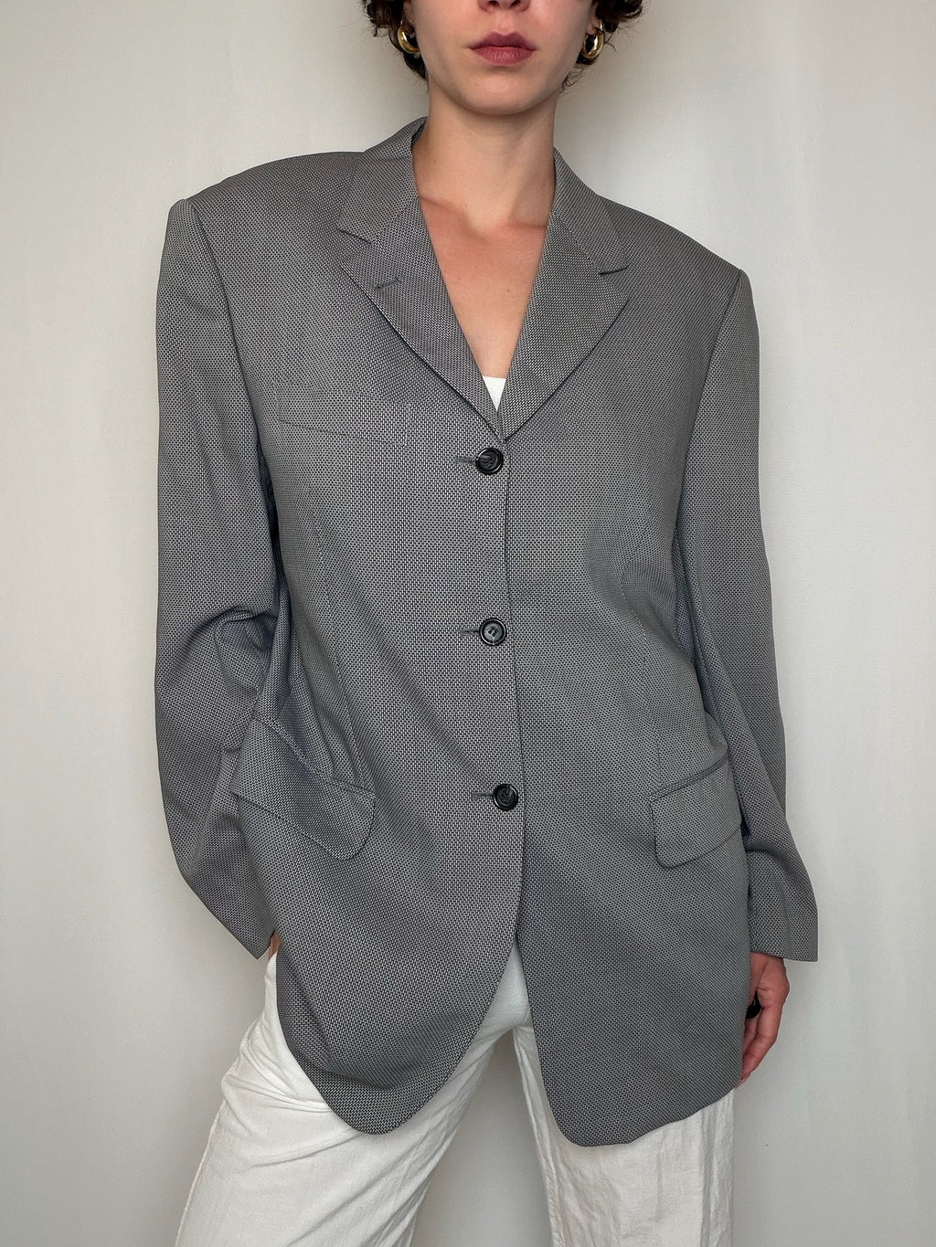 Blazer tissé gris clair t48 vintage