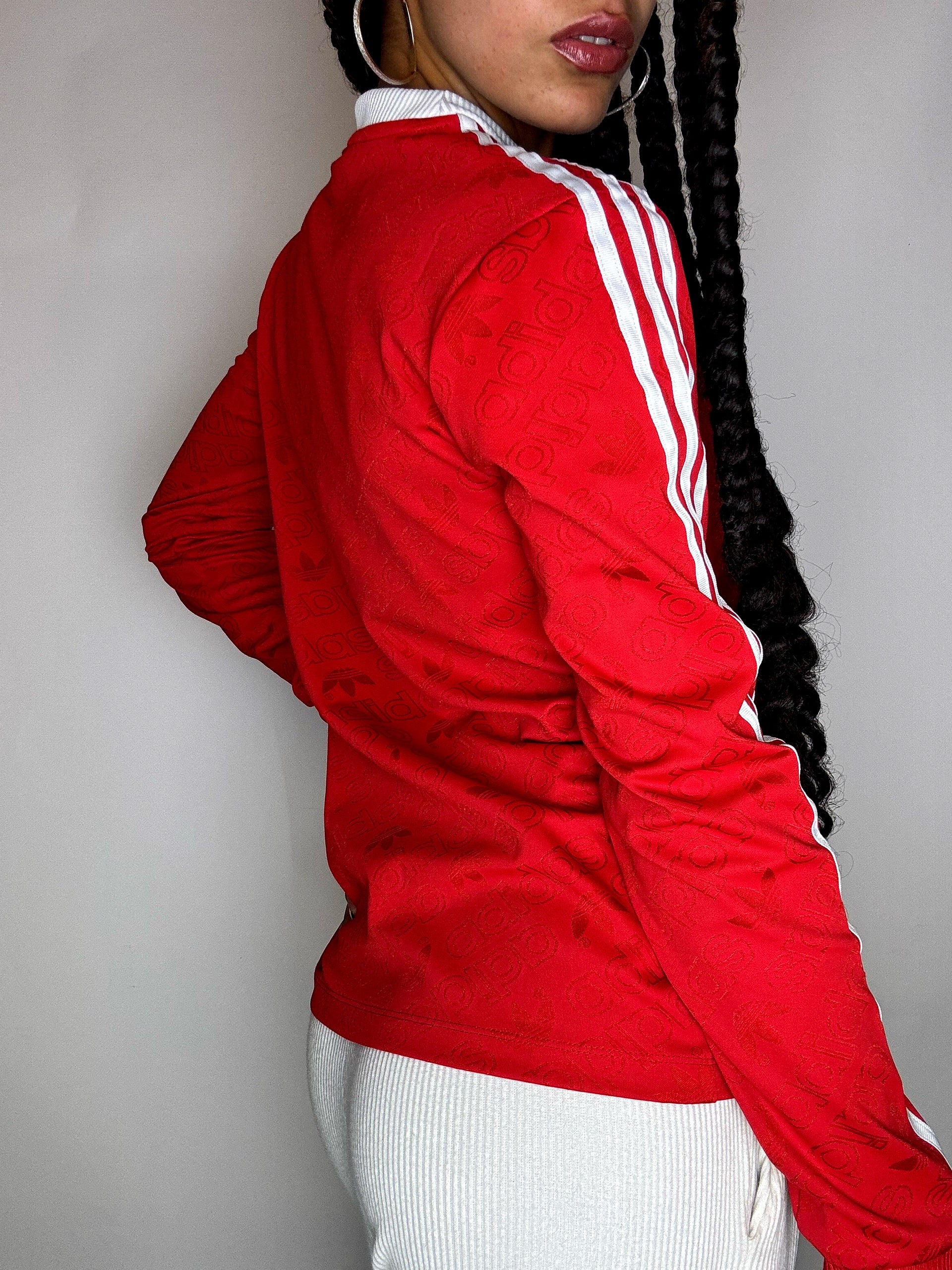 Vintage rotes langärmeliges ADIDAS M-Trikot