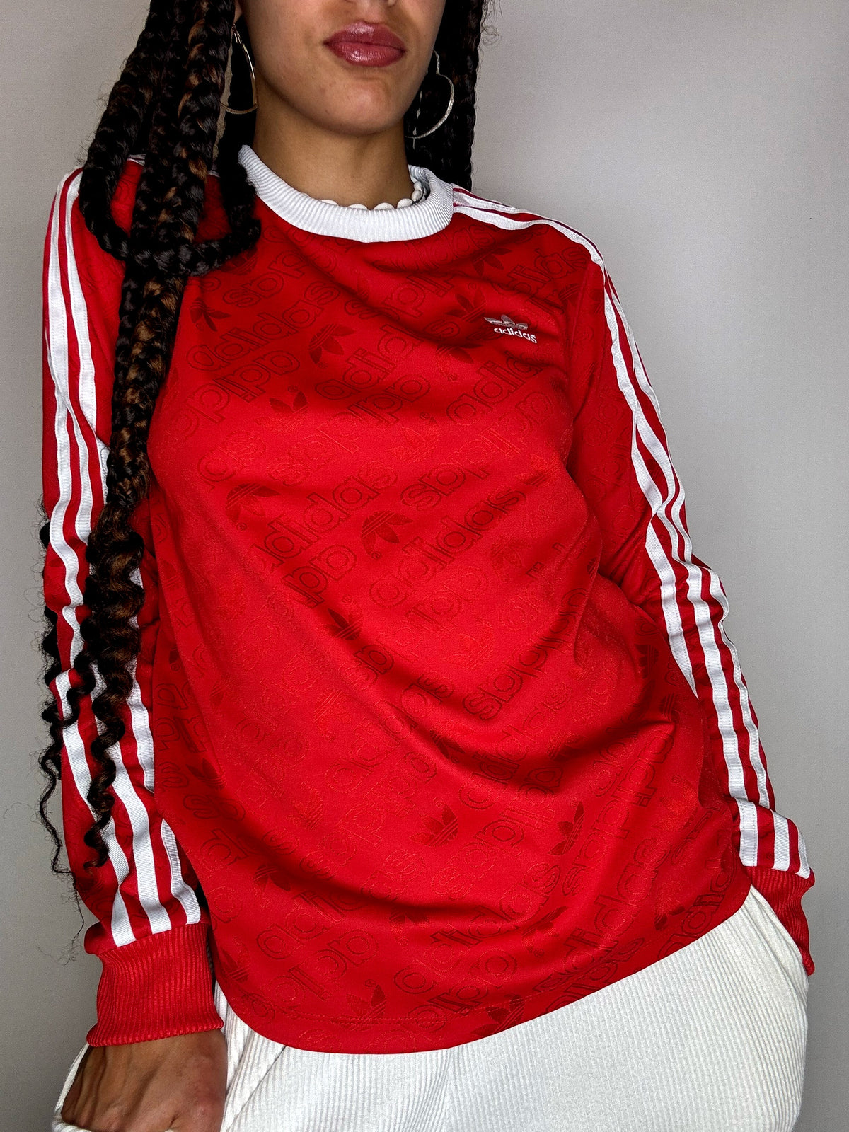 Maillot à manche longue rouge ADIDAS M vintage