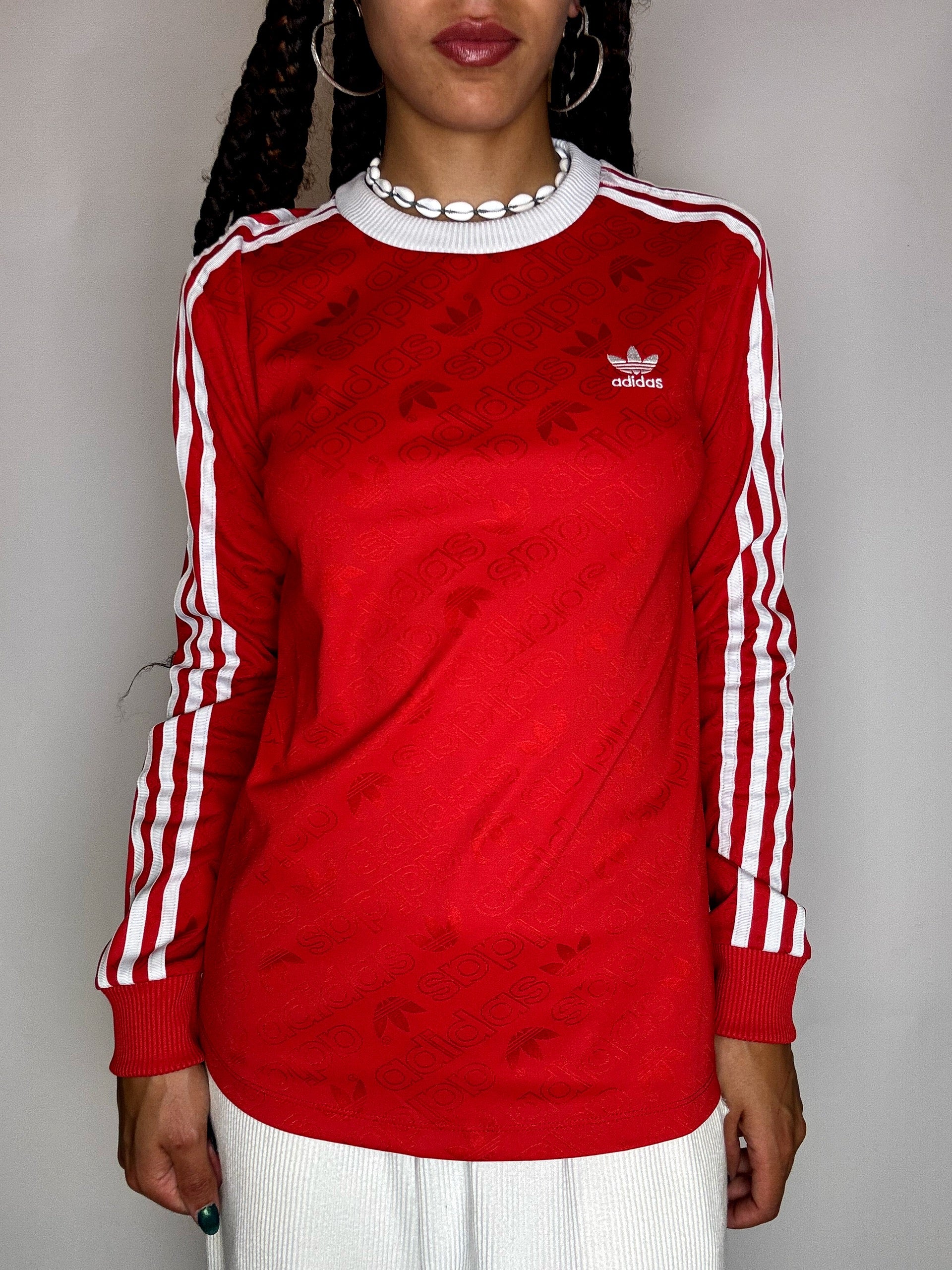 Vintage rotes langärmeliges ADIDAS M-Trikot