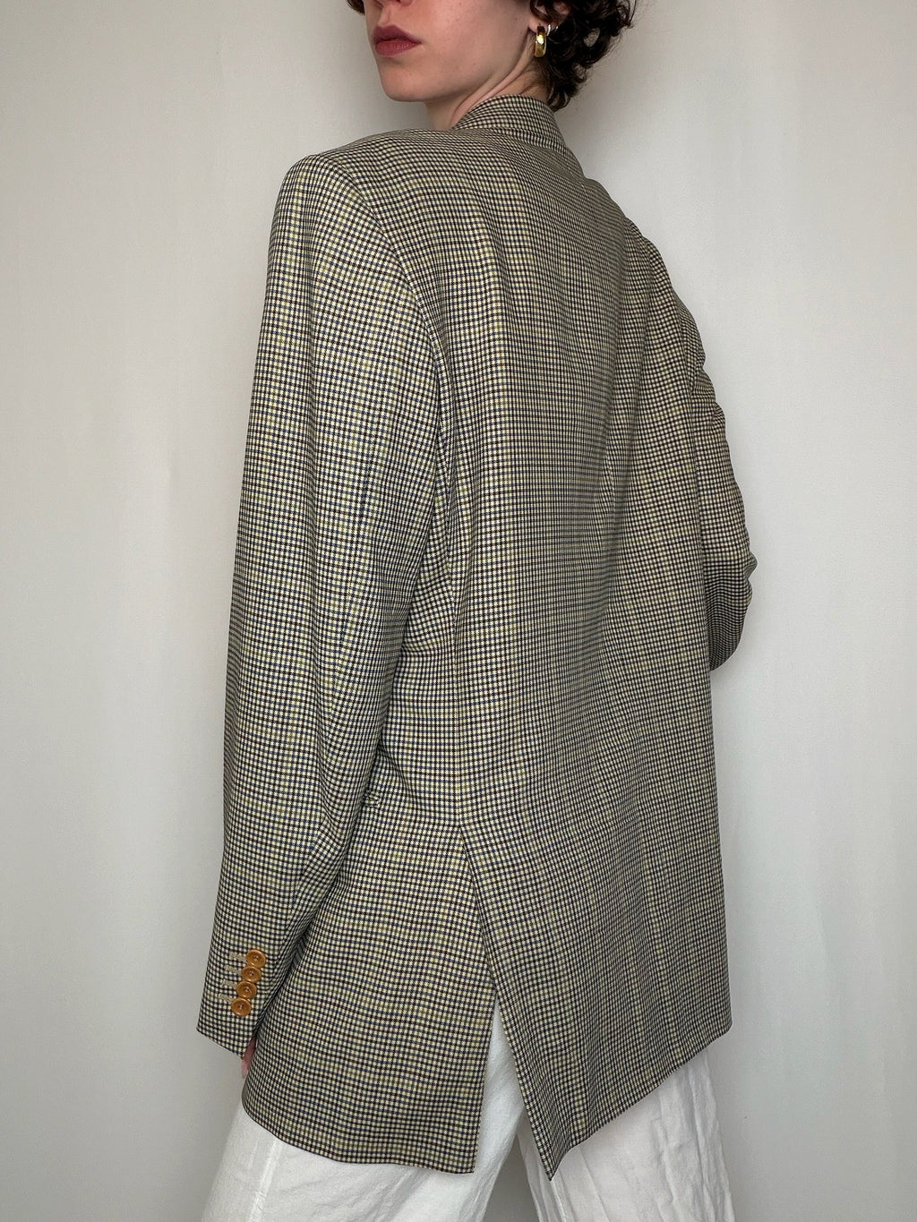 Blazer beige à carreaux Loro Piana vintage