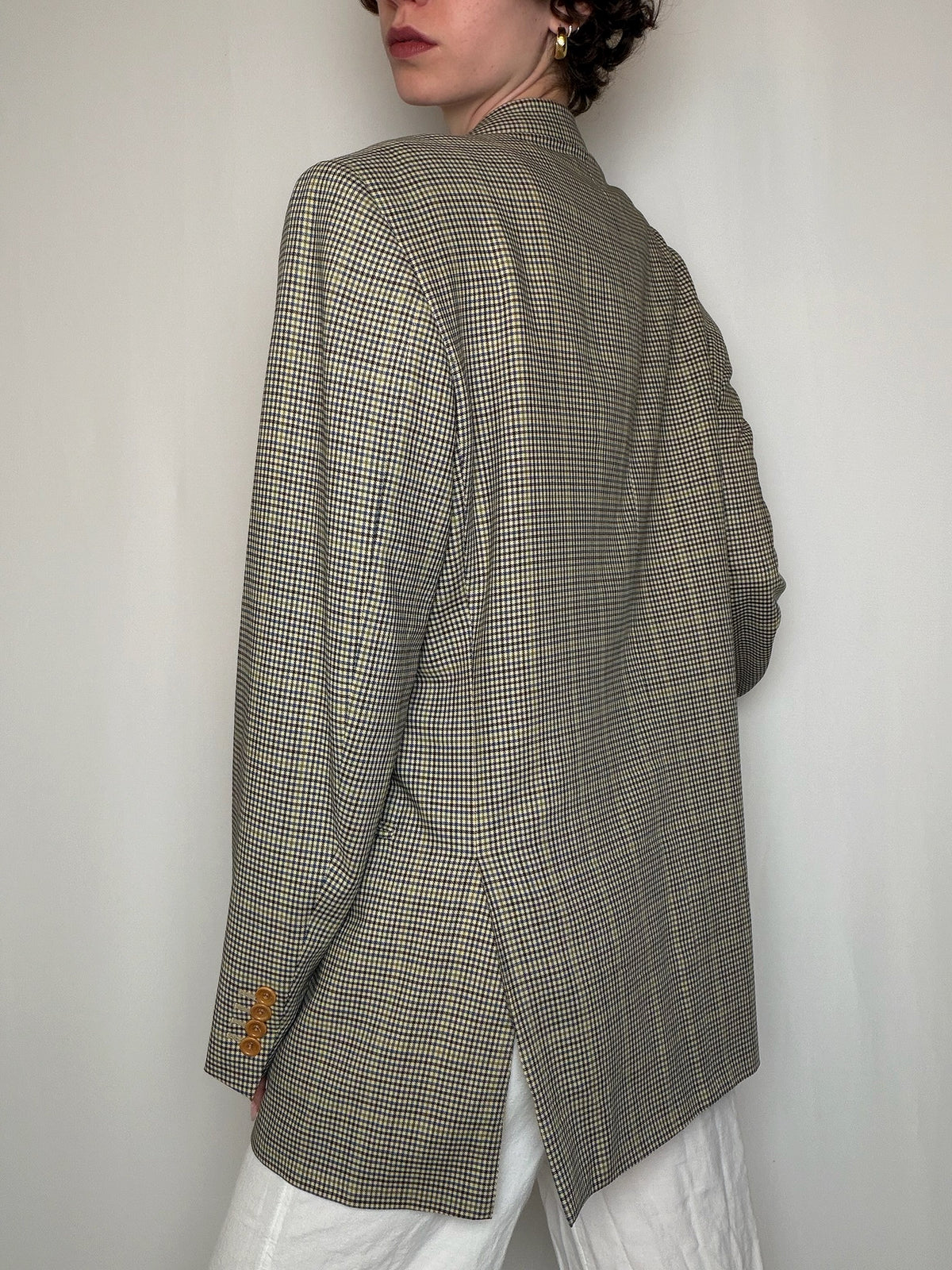 Blazer beige à carreaux Loro Piana vintage