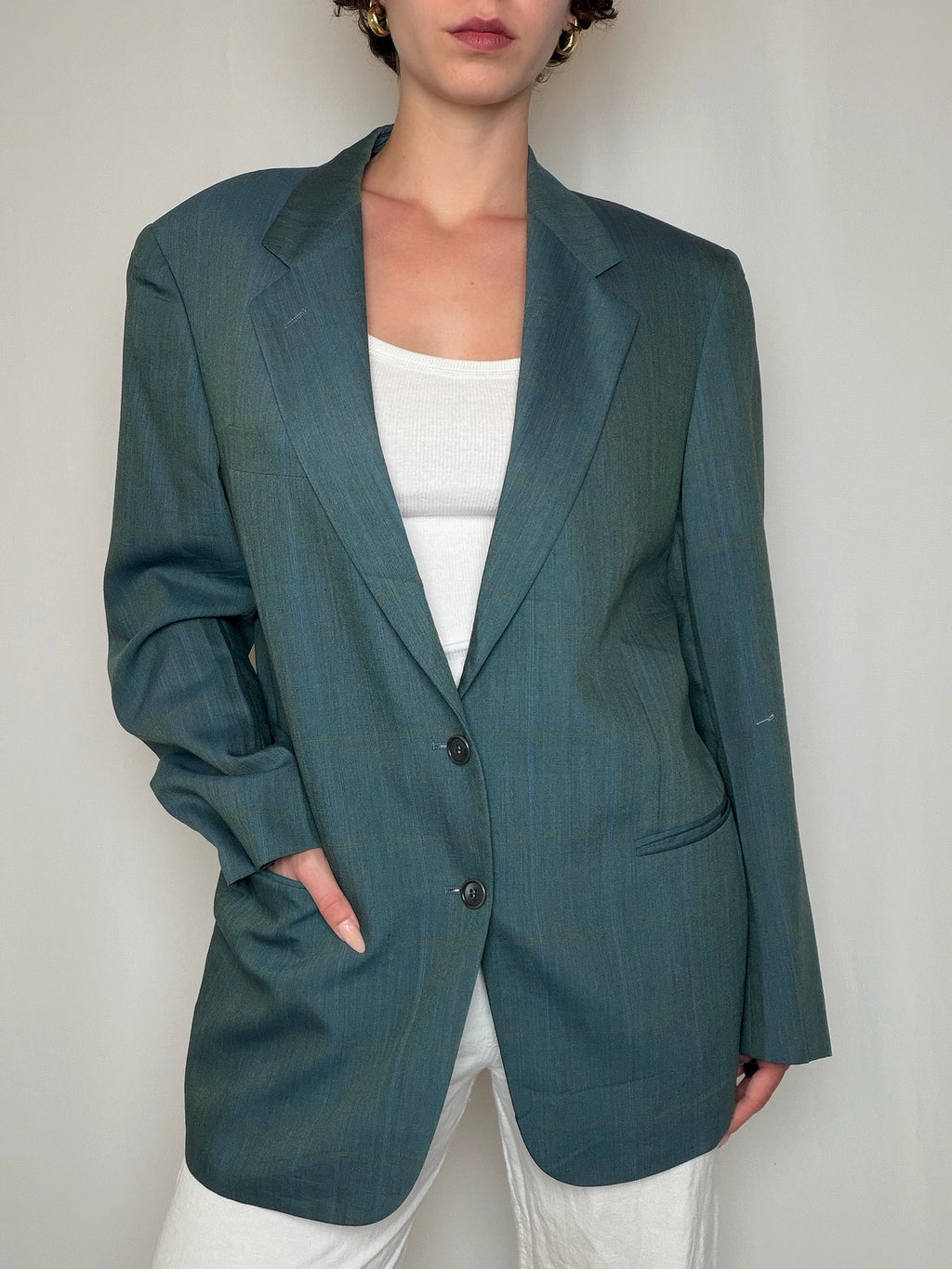 Blazer bleu canard vintage