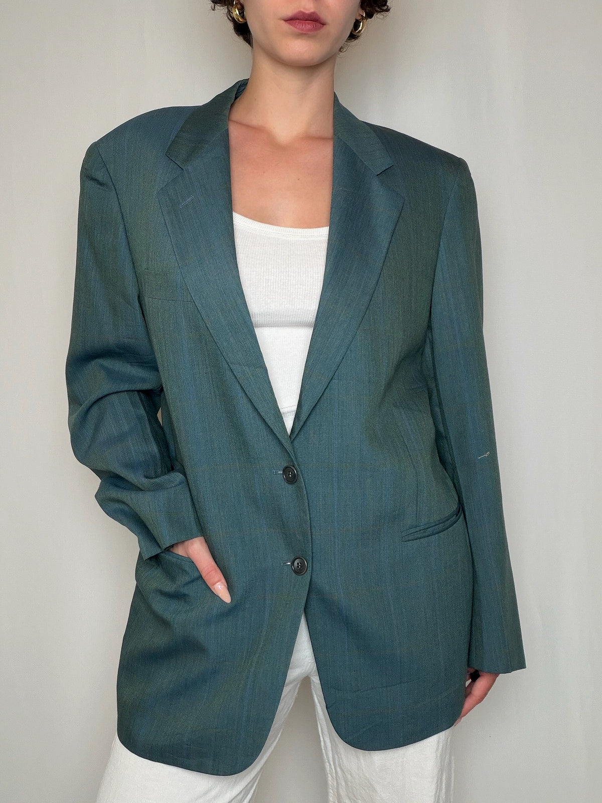 Blazer bleu canard vintage