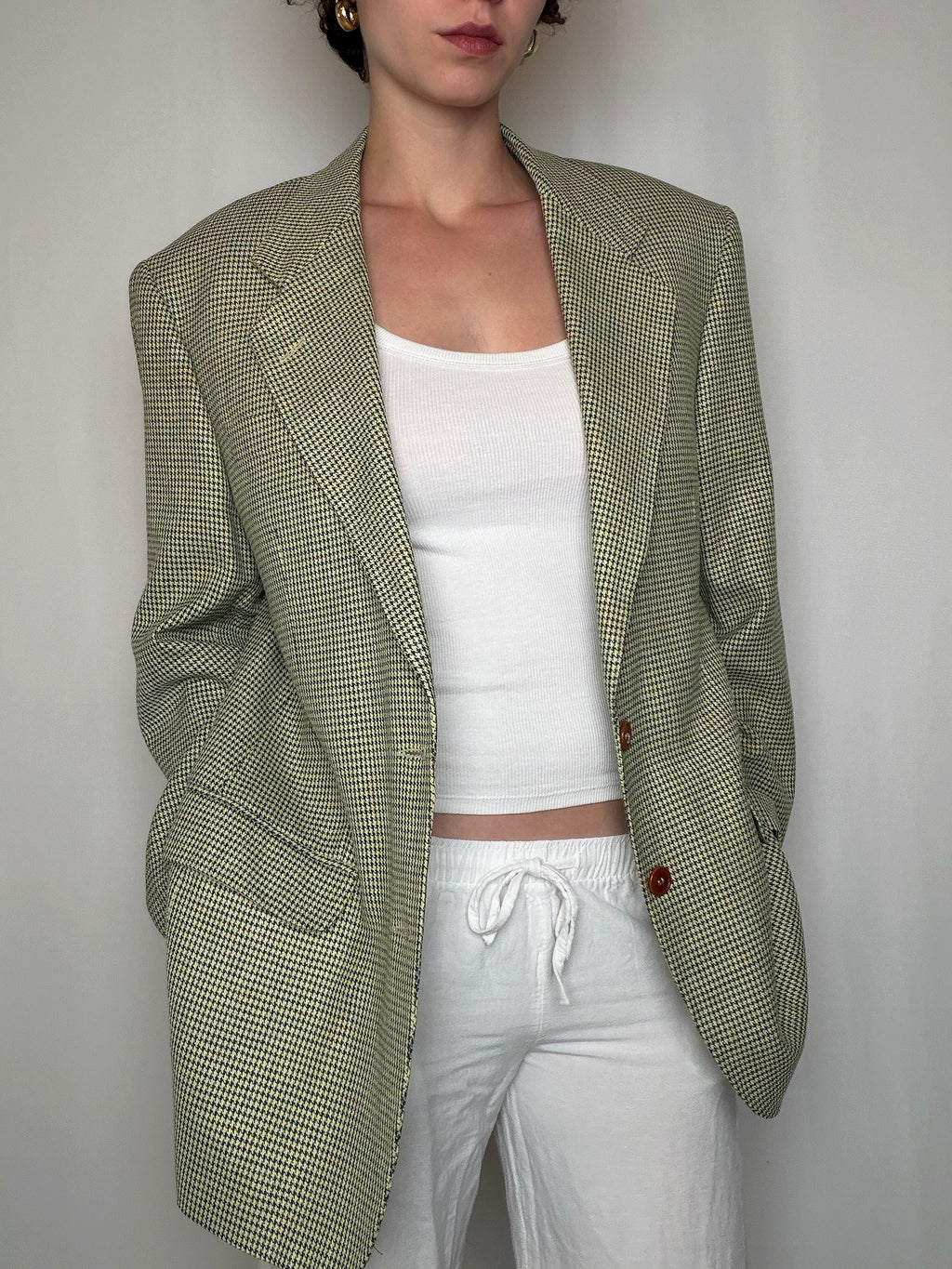 Blazer jaune pied-de-poule vintage