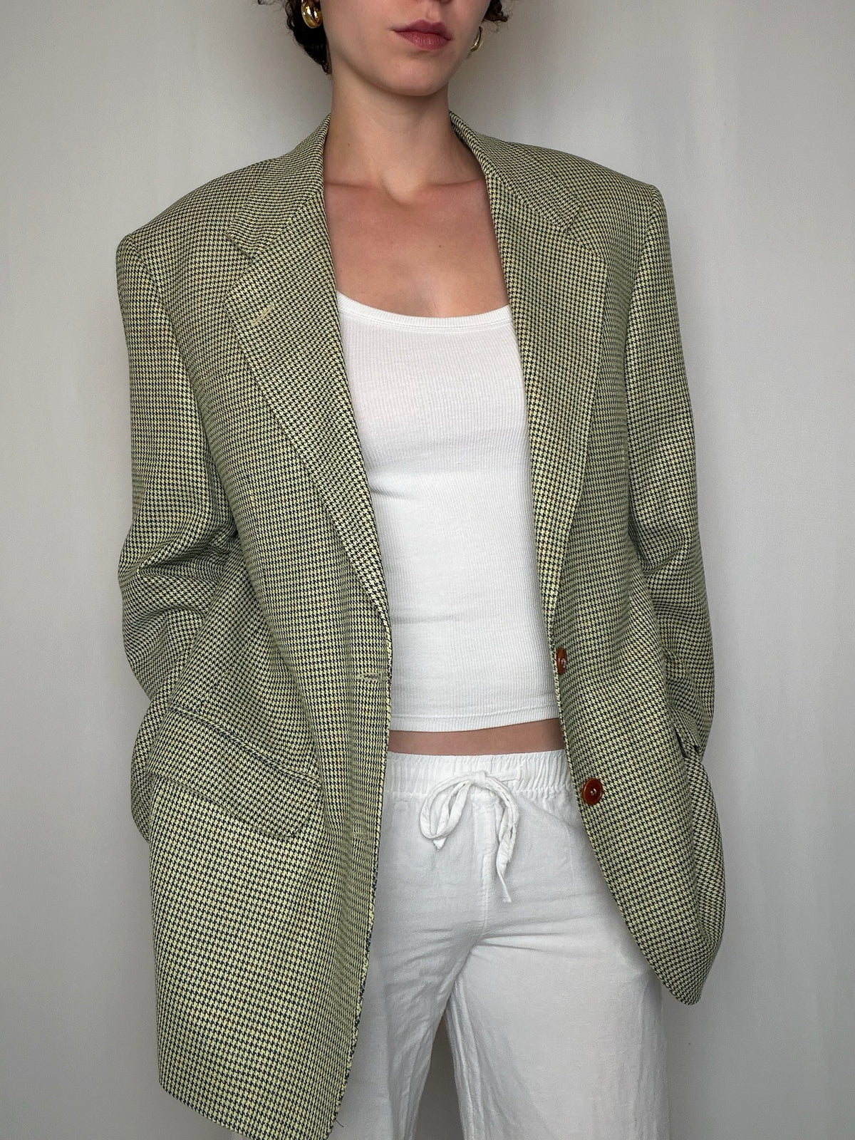 Blazer jaune pied-de-poule vintage