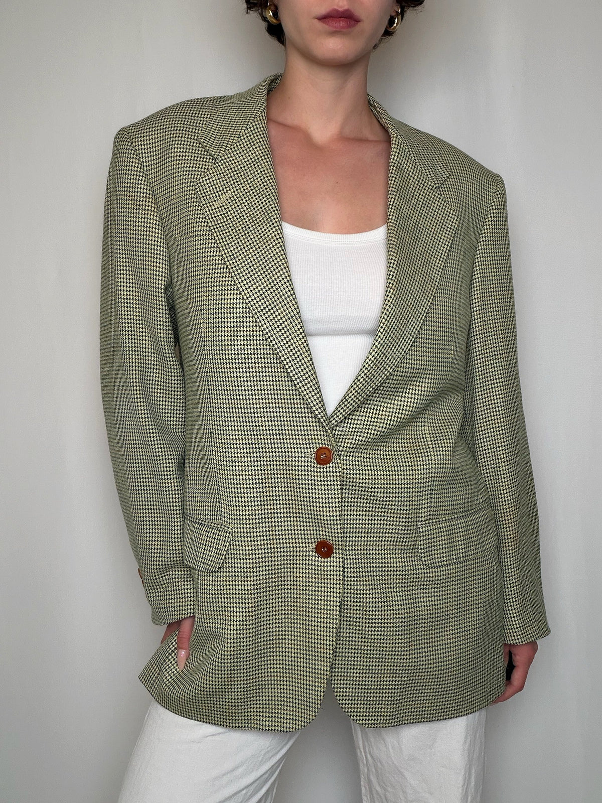 Blazer jaune pied-de-poule vintage