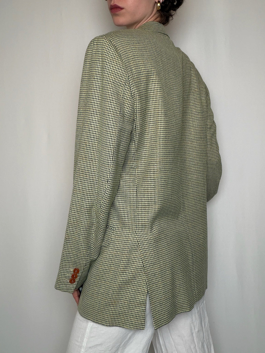 Blazer jaune pied-de-poule vintage