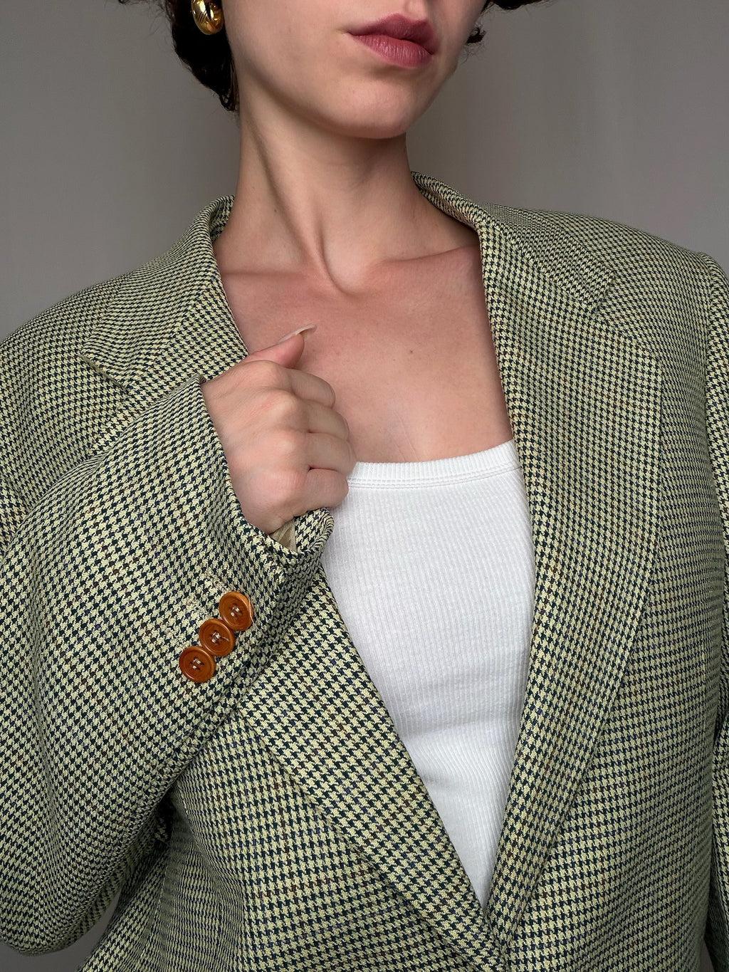 Blazer jaune pied-de-poule vintage
