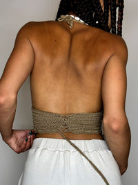 Vintage beige Häkeltop, Größe S 