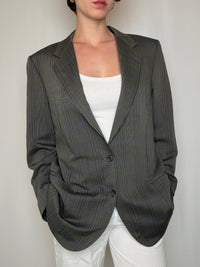 Blazer gris foncé à carreaux vintage