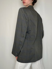 Blazer gris foncé à carreaux vintage