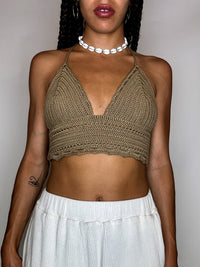 Vintage beige Häkeltop, Größe S 