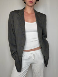 Blazer gris foncé à carreaux vintage