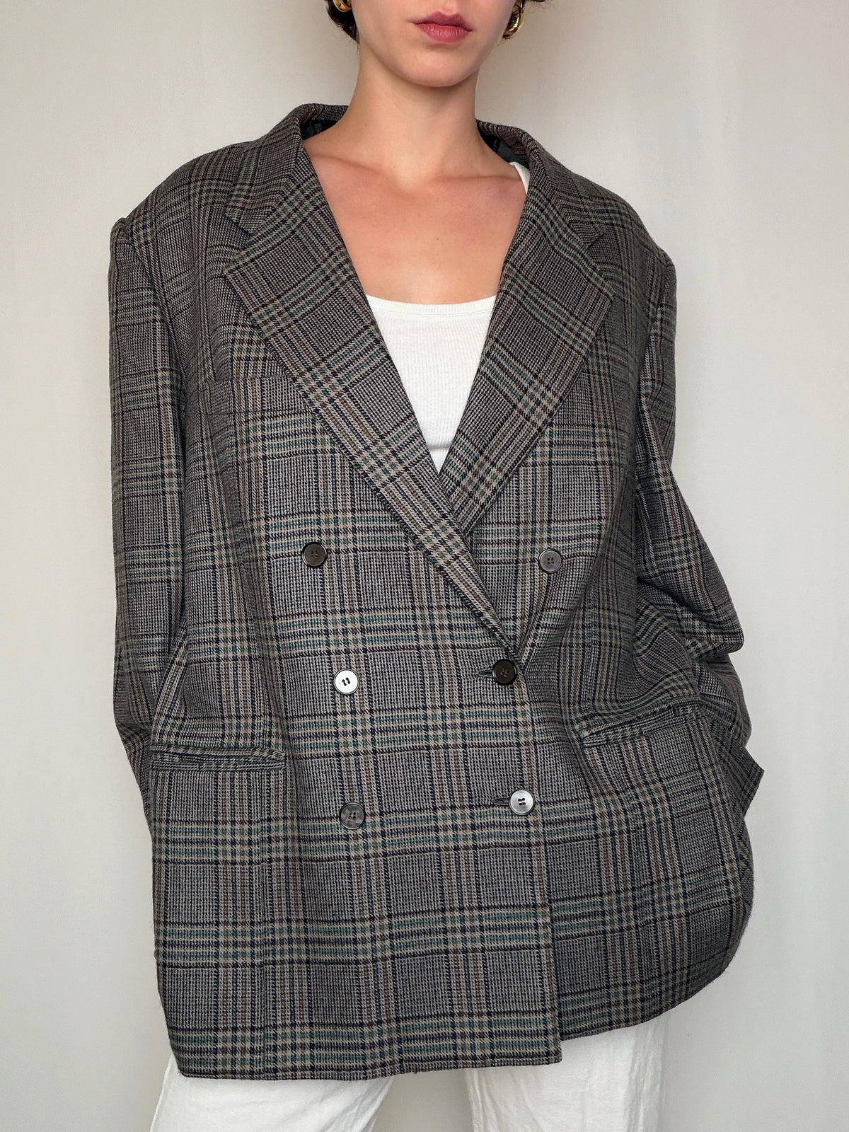 Blazer croisé à carreaux vintage