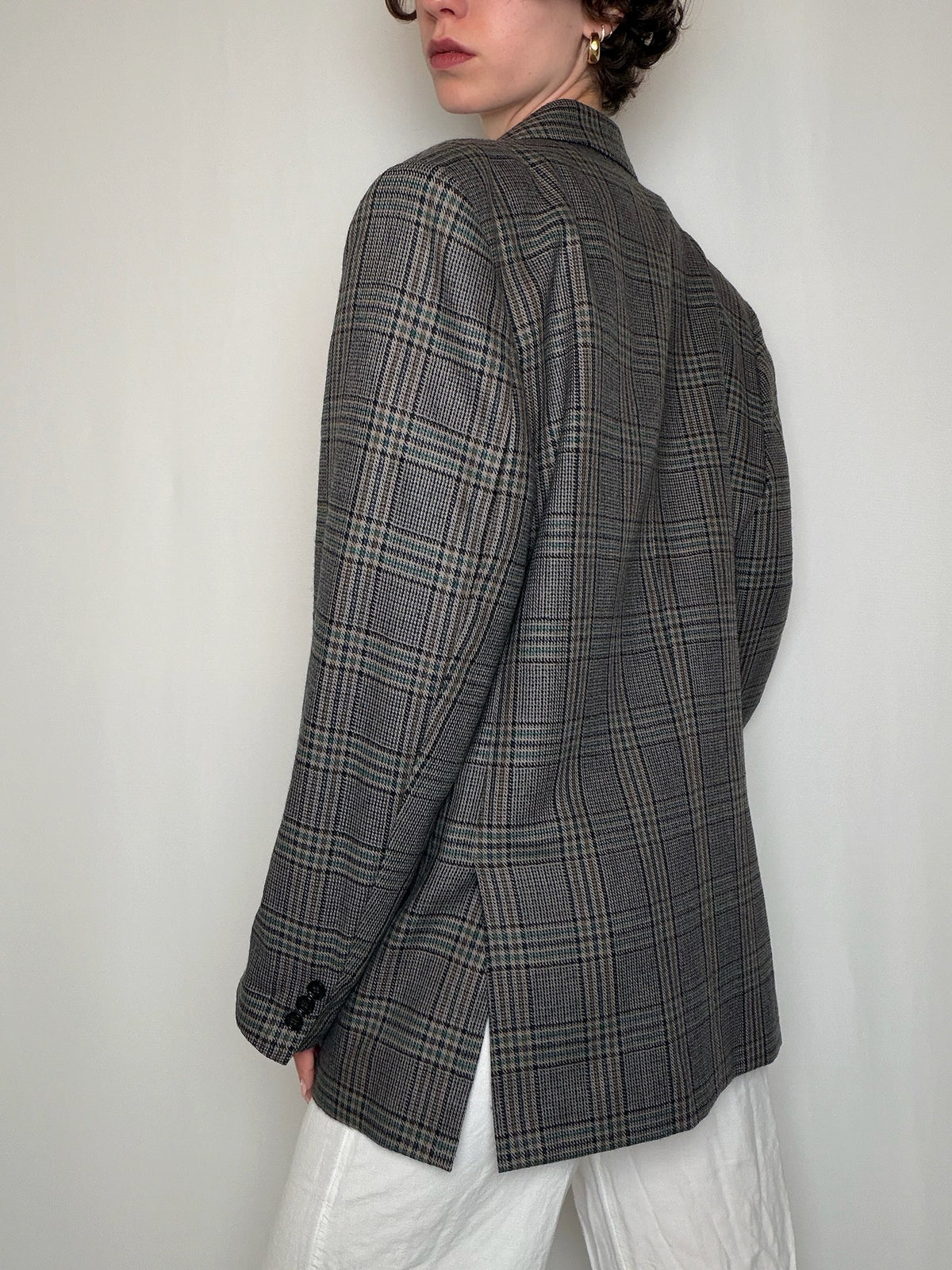 Blazer croisé à carreaux vintage