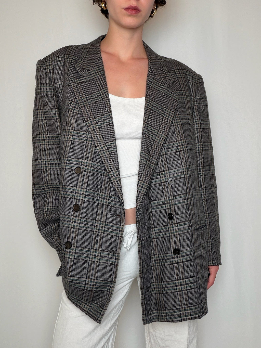 Blazer croisé à carreaux vintage