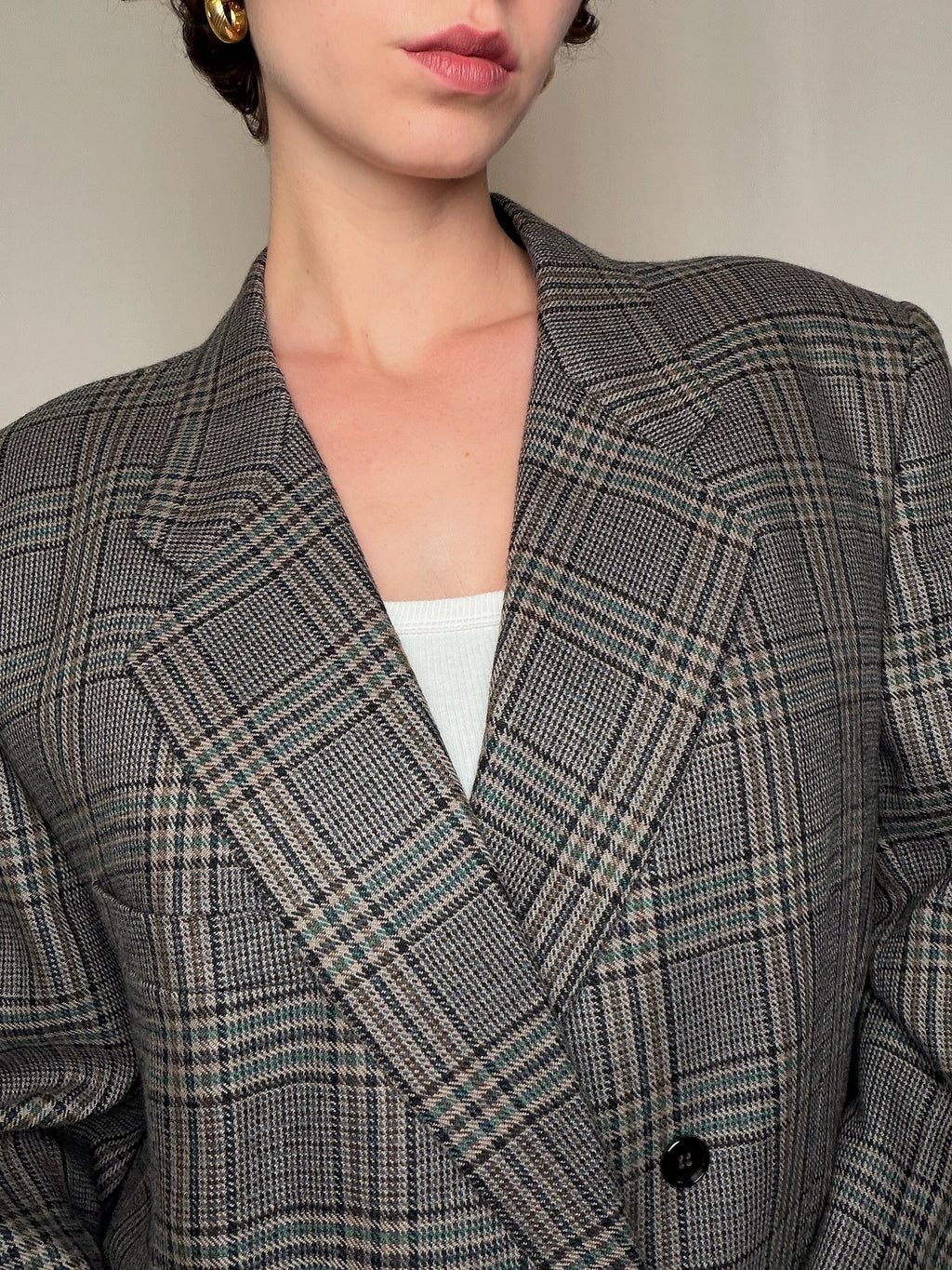 Blazer croisé à carreaux vintage