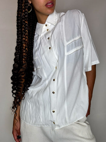 Chemise à détails blanche M vintage