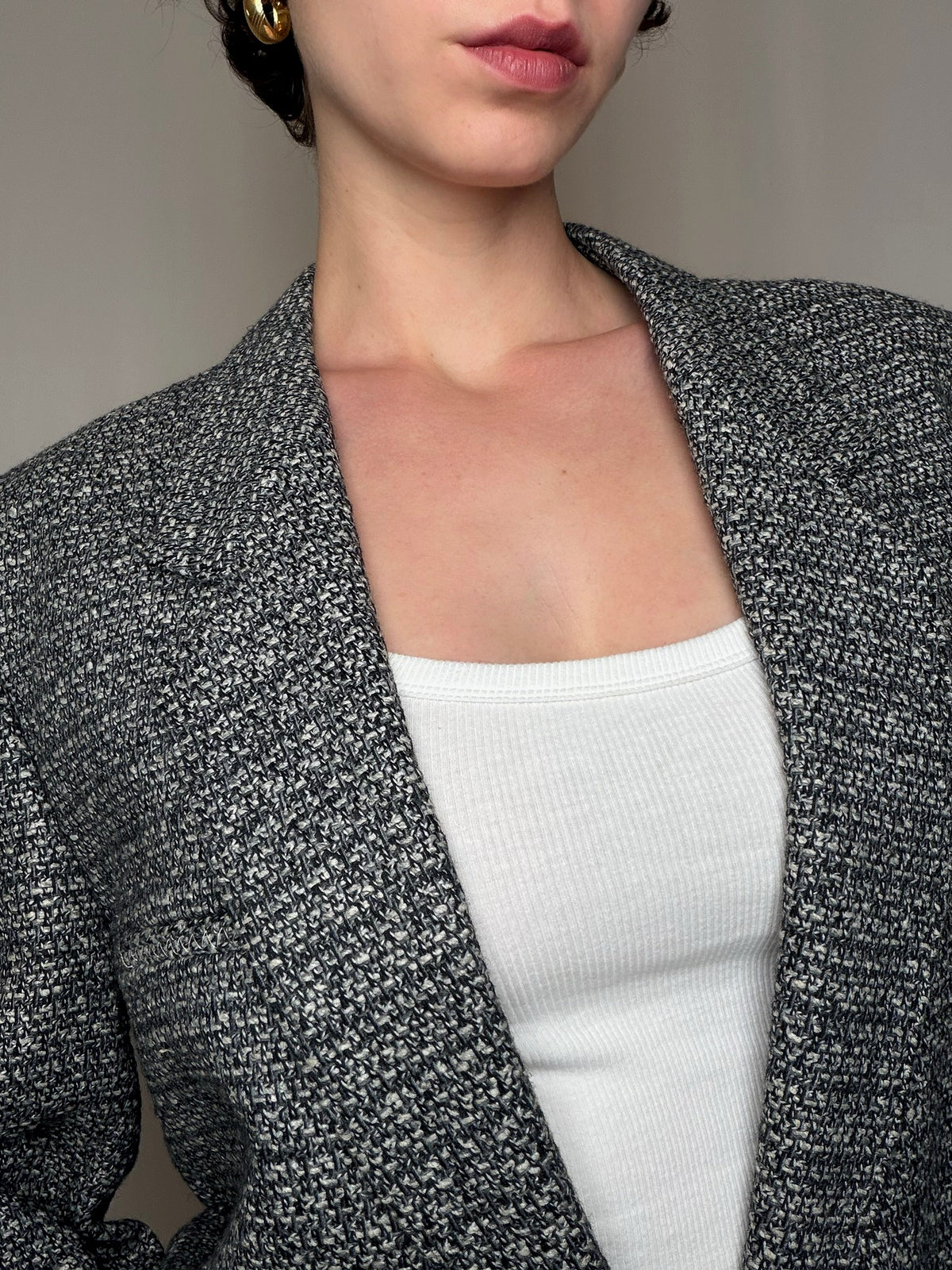 Blazer tissé épais gris vintage