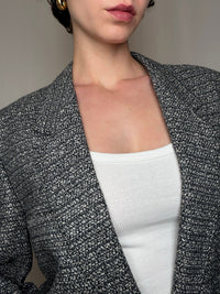 Blazer tissé épais gris vintage