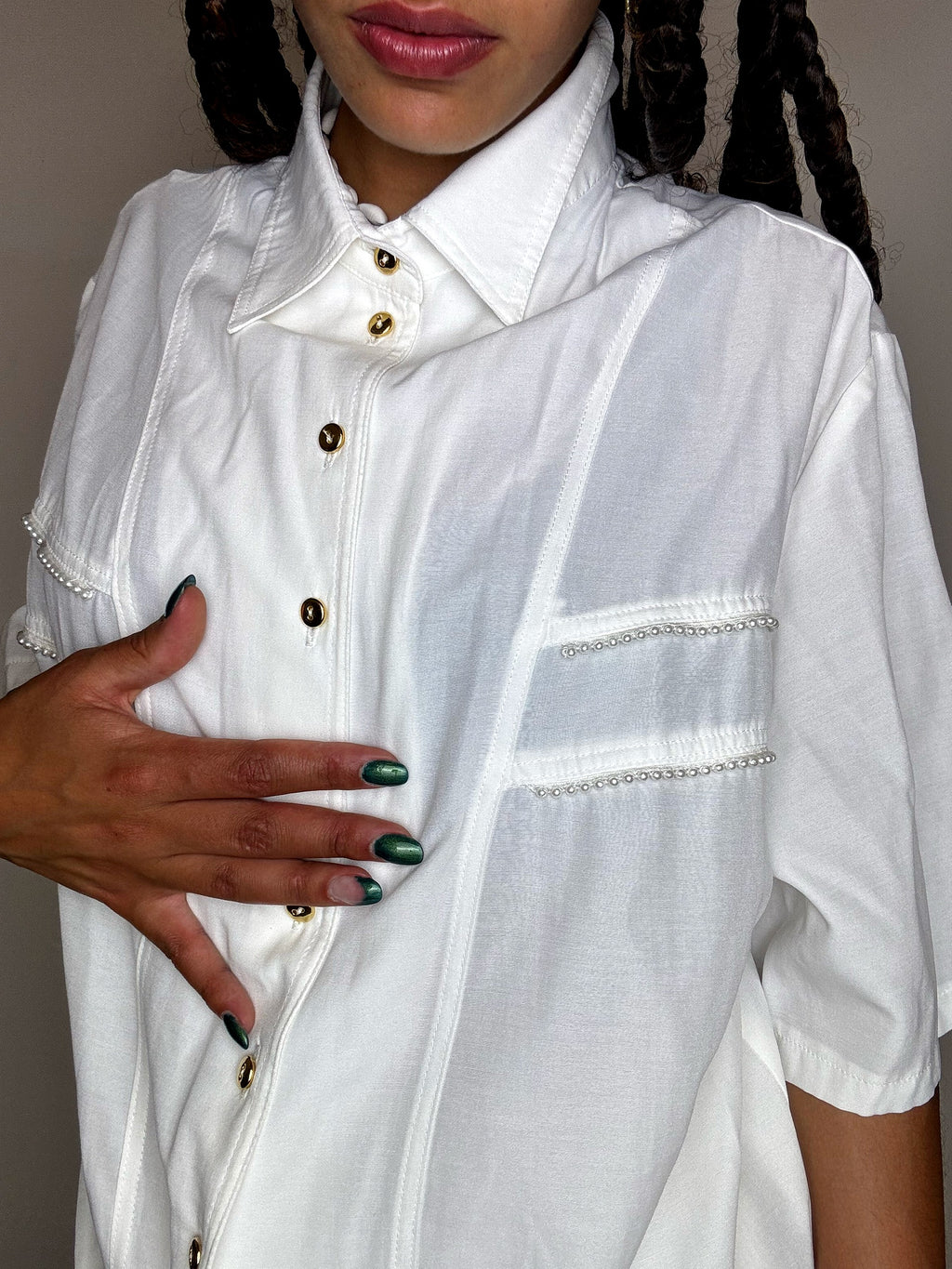 Vintage white shirt with details M