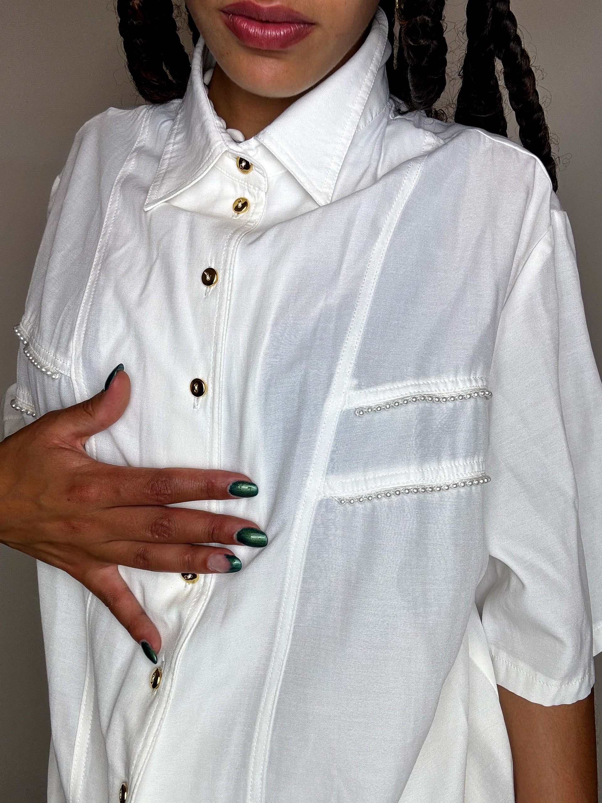 Vintage white shirt with details M