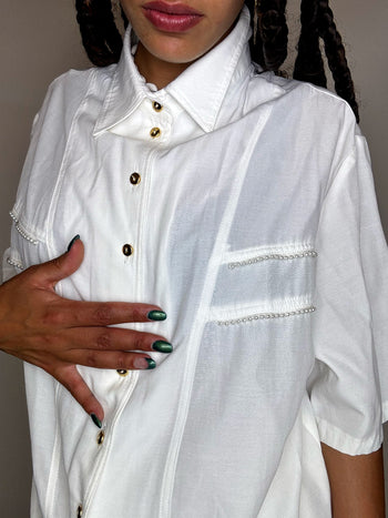 Chemise à détails blanche M vintage
