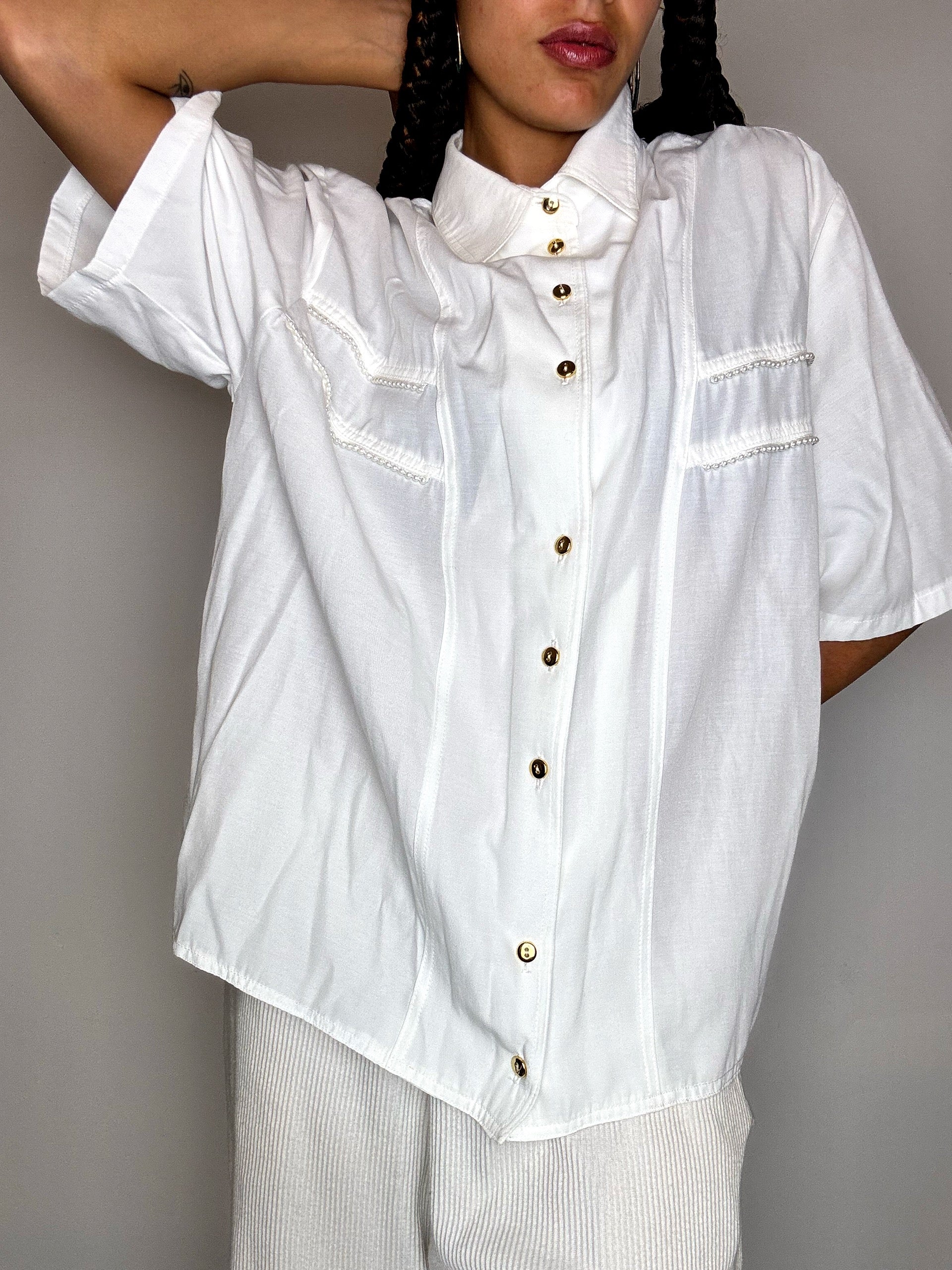 Vintage white shirt with details M
