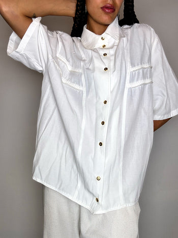 Chemise à détails blanche M vintage