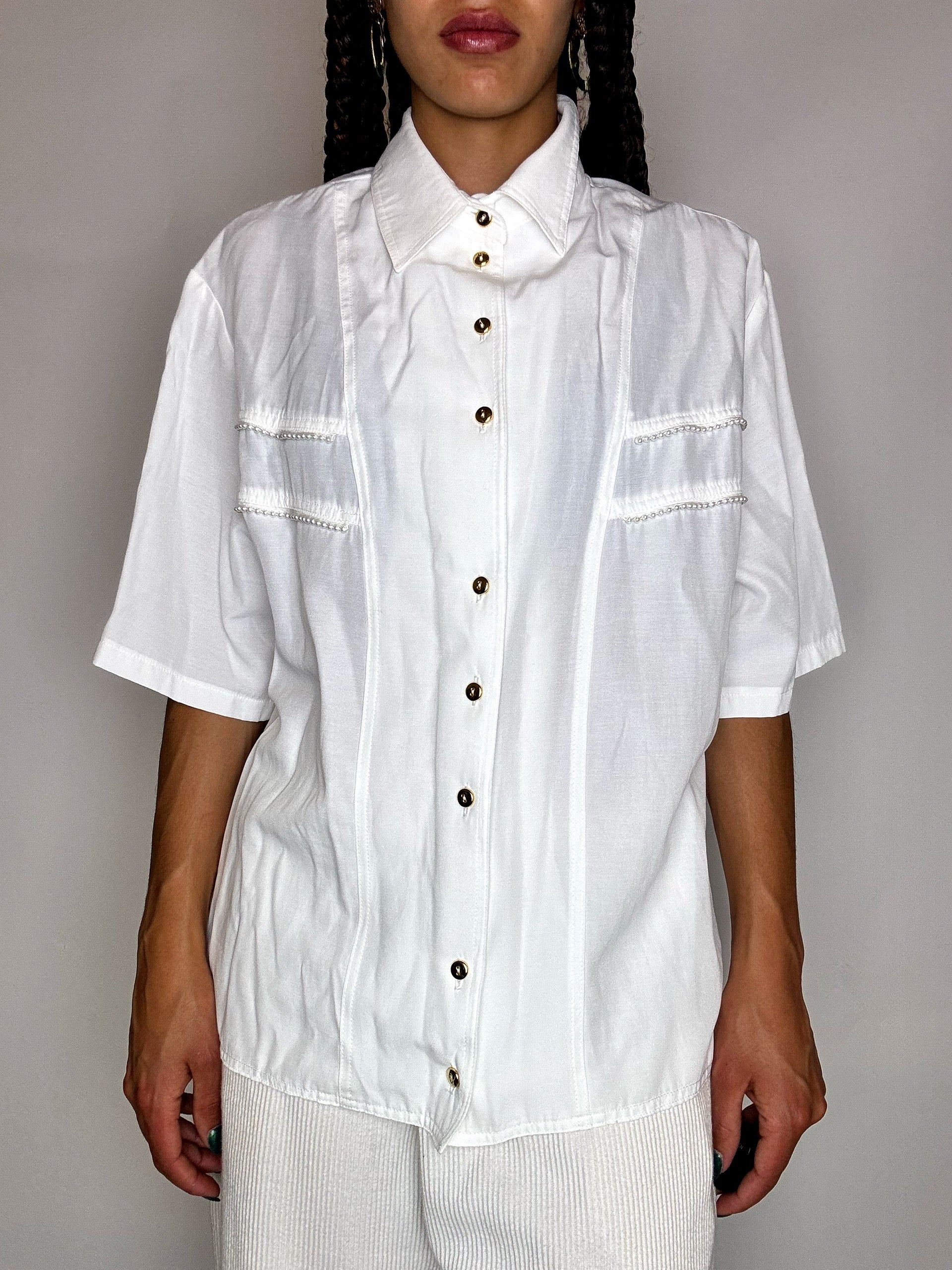 Chemise à détails blanche M vintage