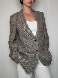 Blazer beige pied-de-poule vintage