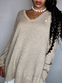 Vintage Patterned Knit Crew Neck Sweater M/L