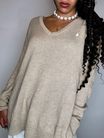Vintage Gemusterter Strickpullover mit Rundhalsausschnitt M/L