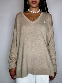 Vintage Patterned Knit Crew Neck Sweater M/L