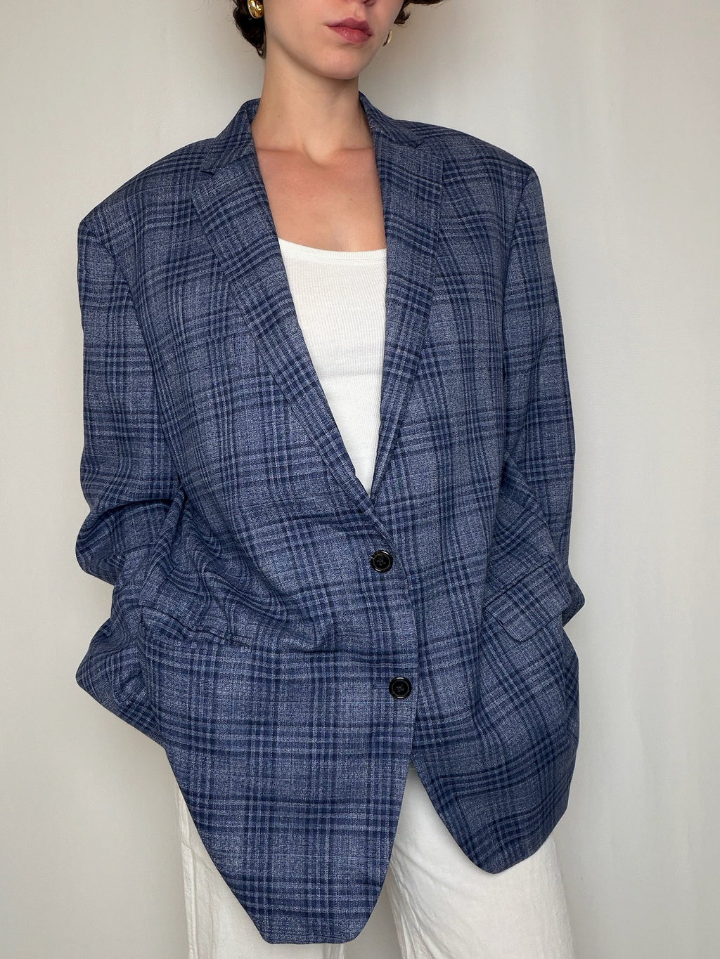 Blazer bleu à carreaux Ralph Lauren vintage