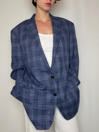 Blazer bleu à carreaux Ralph Lauren vintage