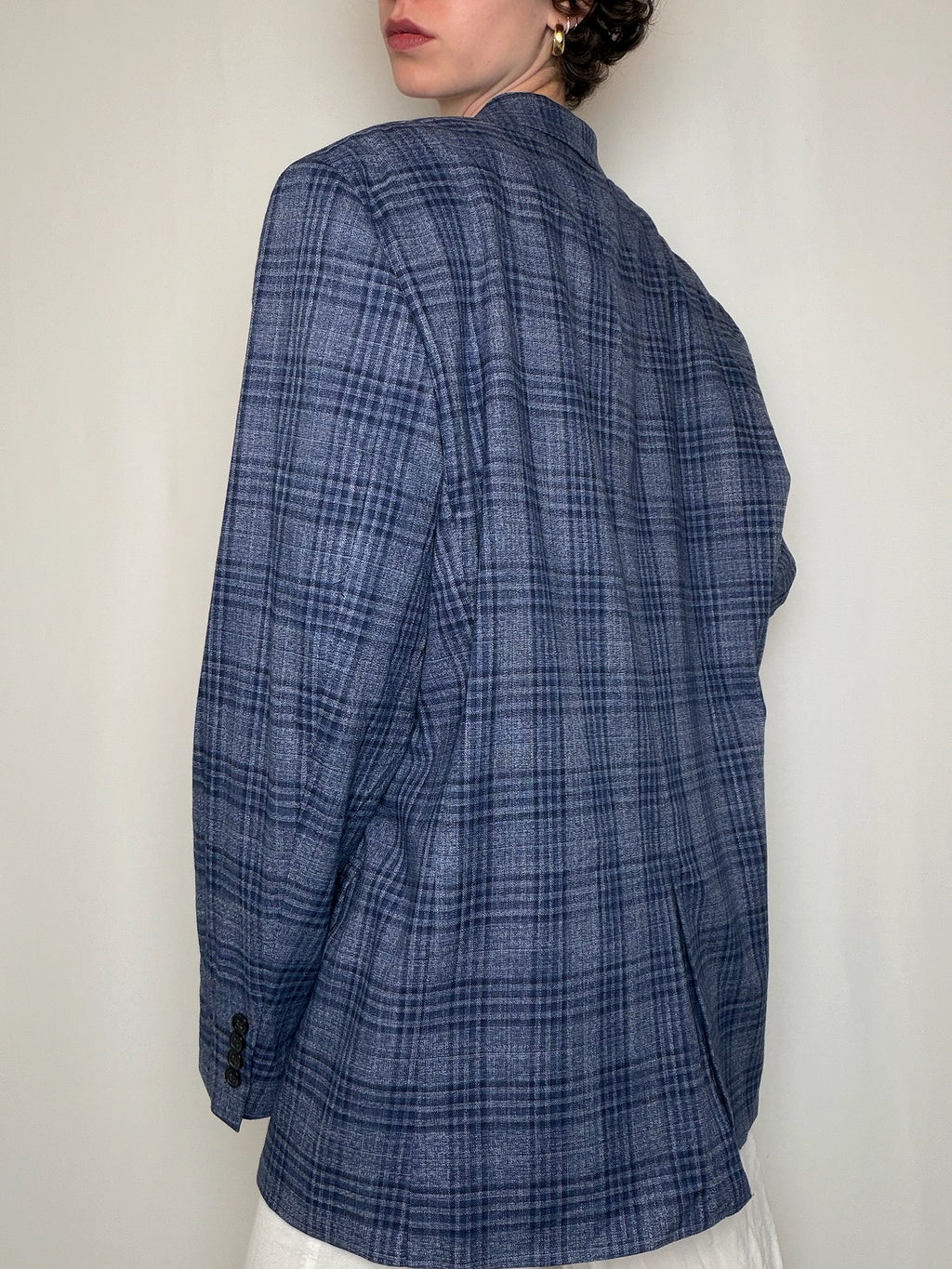 Blazer bleu à carreaux Ralph Lauren vintage