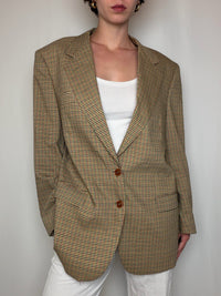 Blazer beige/jaune à carreaux vintage