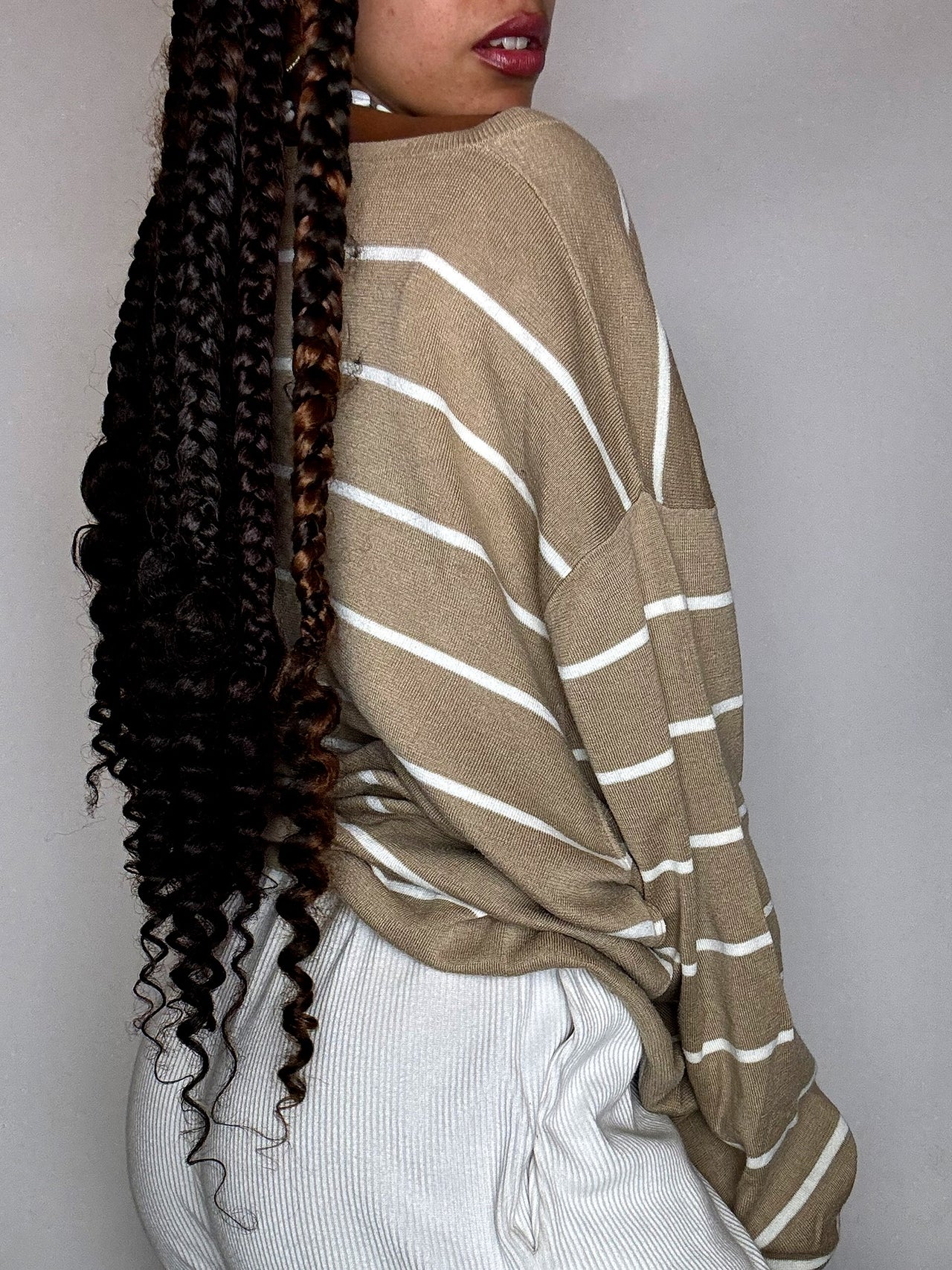 Vintage Patterned Knit Crew Neck Sweater M/L