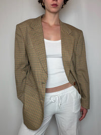 Blazer beige/jaune à carreaux vintage