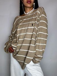Vintage Patterned Knit Crew Neck Sweater M/L